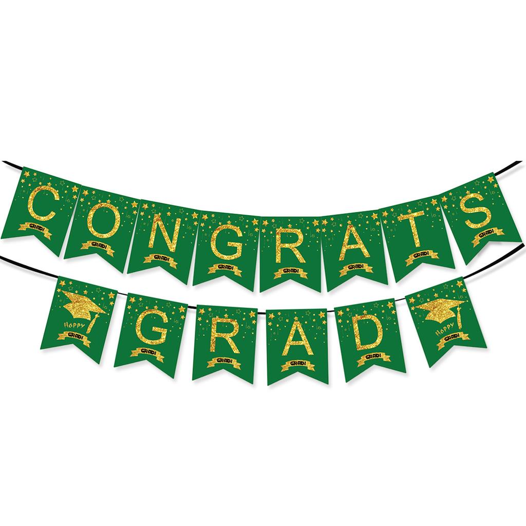Congrats Grad Paper Flag Graduation Season School Reunion Party Decoration Bronzing Banner
