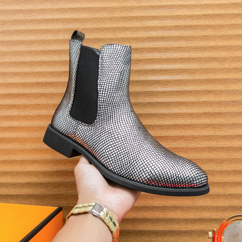 Модная зимняя новая мода золото серебро ботильоны челси роскошный дизайнер мужские слипоны повседневные высокие платформенные туфли zapatos hombre