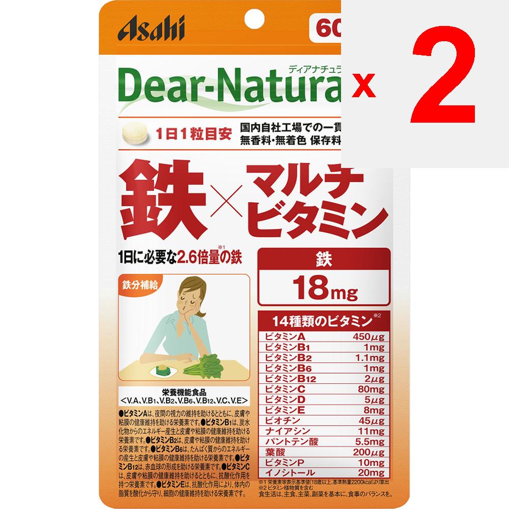 Asahi Dear-Natura Style Iron x Multivitamin 60 капсул Препараты железа Минералы Препараты железа