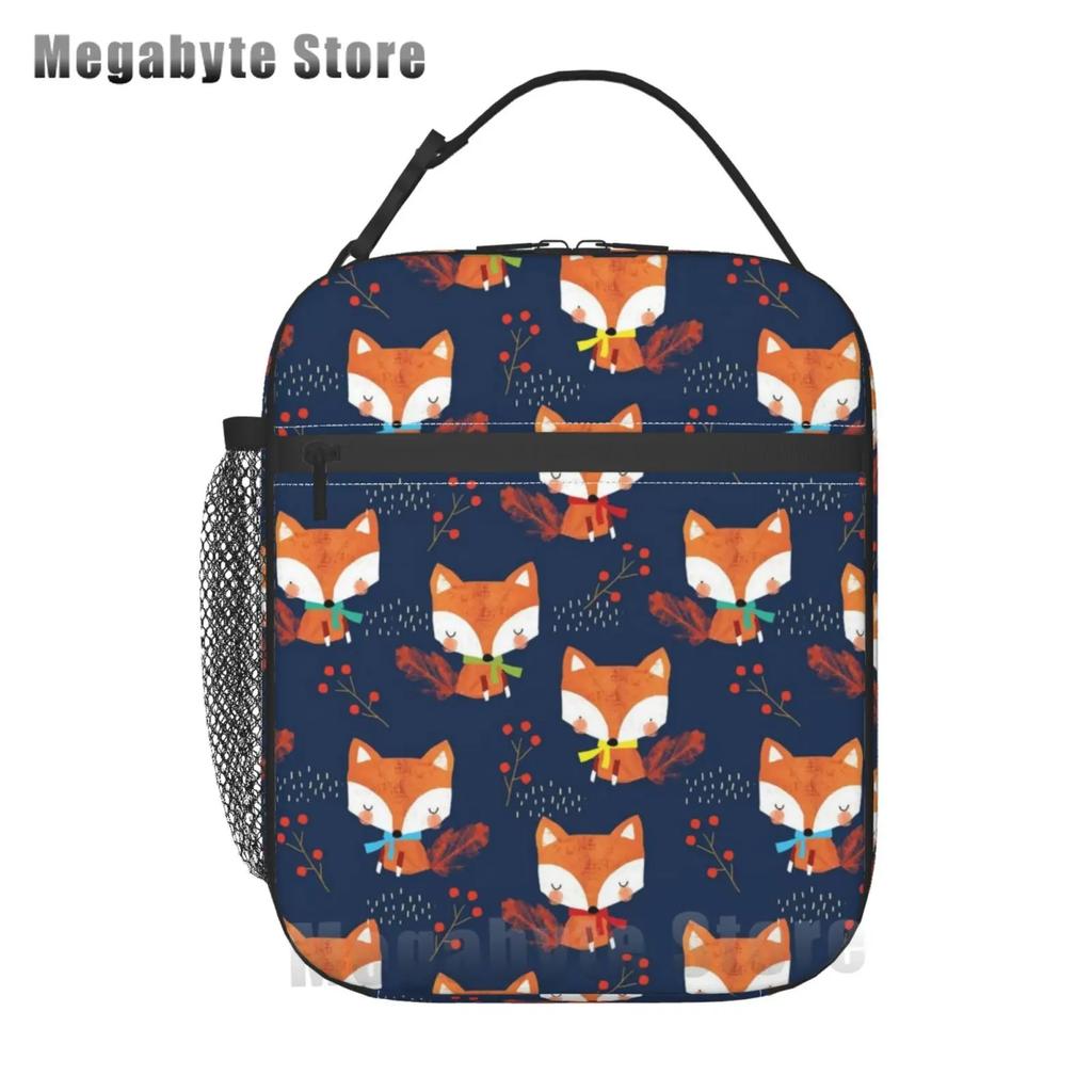 Foxes Autumn Fox Милый оранжевый многоразовый ланч-бокс для офиса, школы, пикника, пляжа, герметичная сумка-холодильник, сумка для ланча