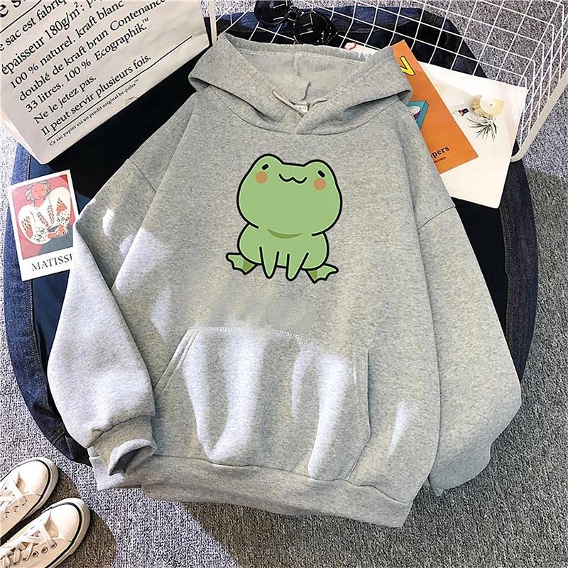 Cute Frog Black Hoodie Fashion Design Autumn Winter Men's Women's Sweatshirt Fleece Oversized Couples Casual Streetwear Hoodies