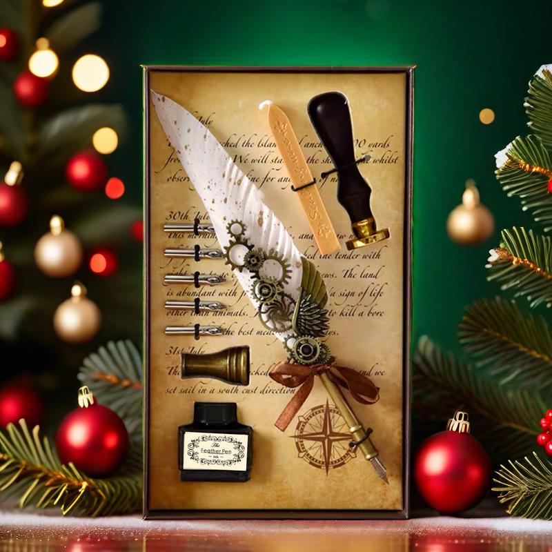 Набор перьевых ручек «Гарри Поттер» с золотым напылением - Ретро перо для письма с чернильницей в подарок