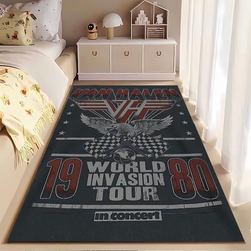 Van Halen 1980 World Tour Eagle Design Rug Non-slip rug suitable for living room and bedroom sofas.