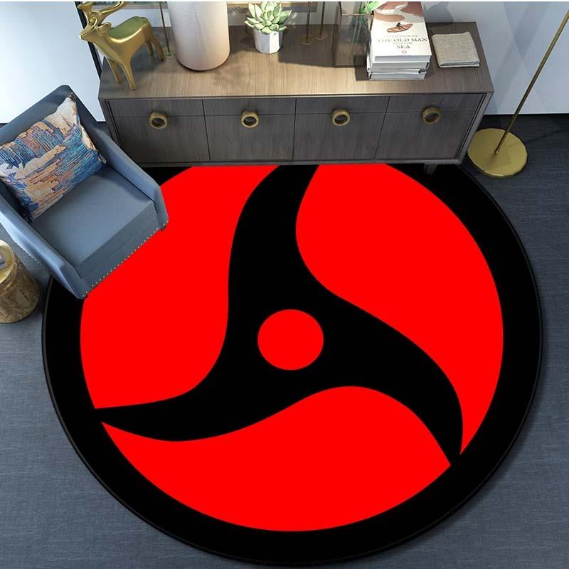 Круглый коврик с рисунком Наруто из мультфильма «Наруто» для гостиной, спальни, нескользящий напольный коврик