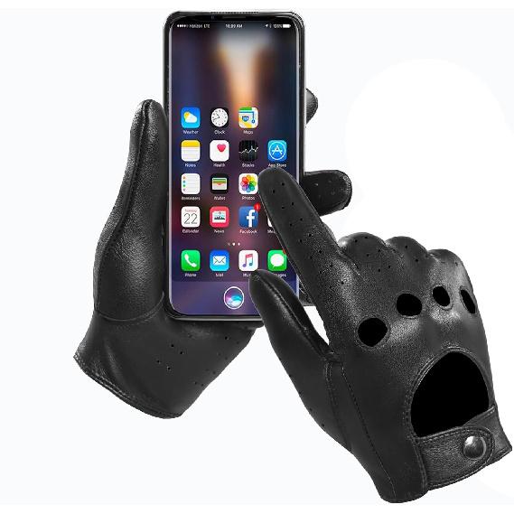 MGGMOKAY Mens Touchscreen Unlined Leather Driving Gloves