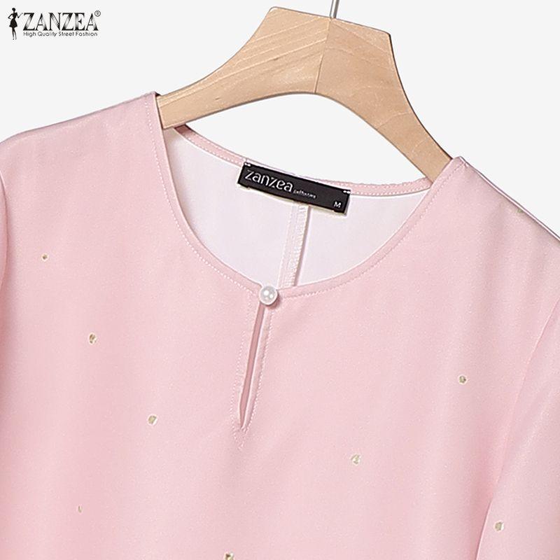 ZANZEA Женский костюм из двух предметов: блузка с рукавом 3/4 и юбка миди с цветочным принтом