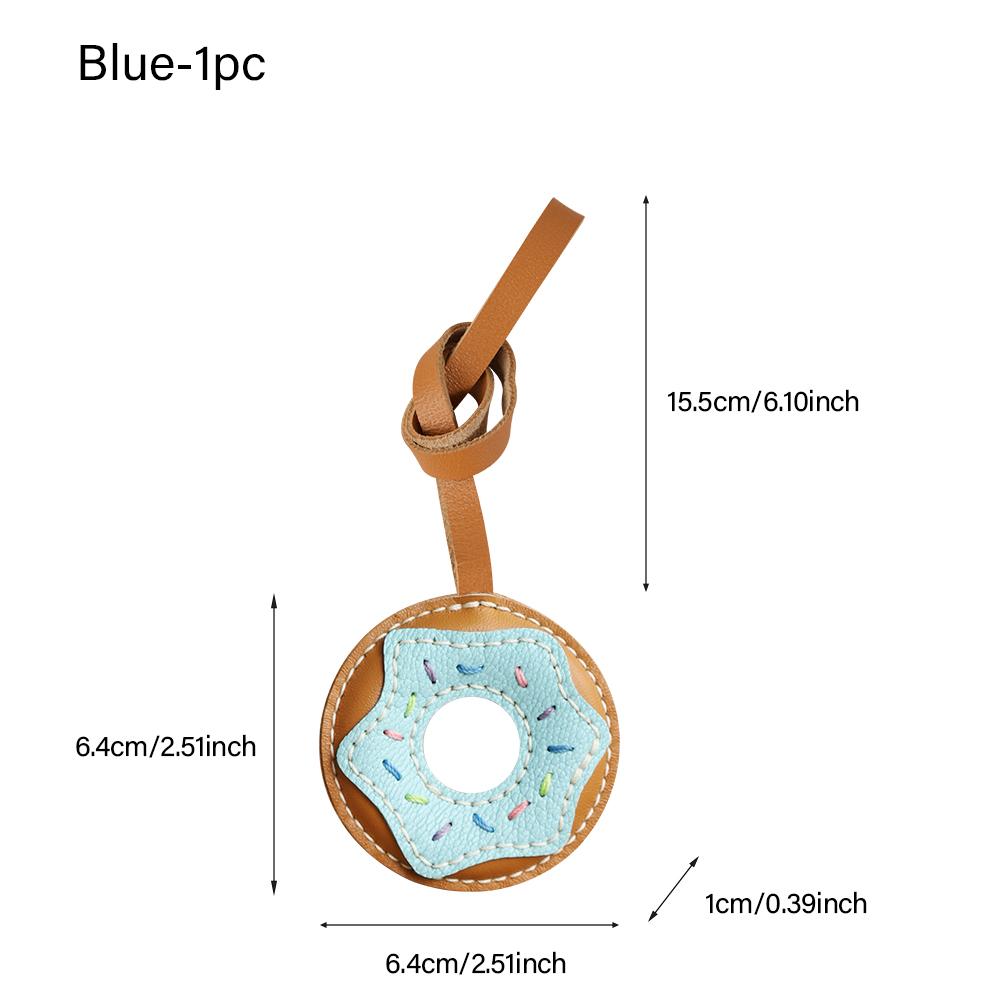 CRAZYSMITH Handmade Donut Bag Pendant Genuine Leather Bag Keychain For Handbags Interesting Stylish Leather Bag Accessories