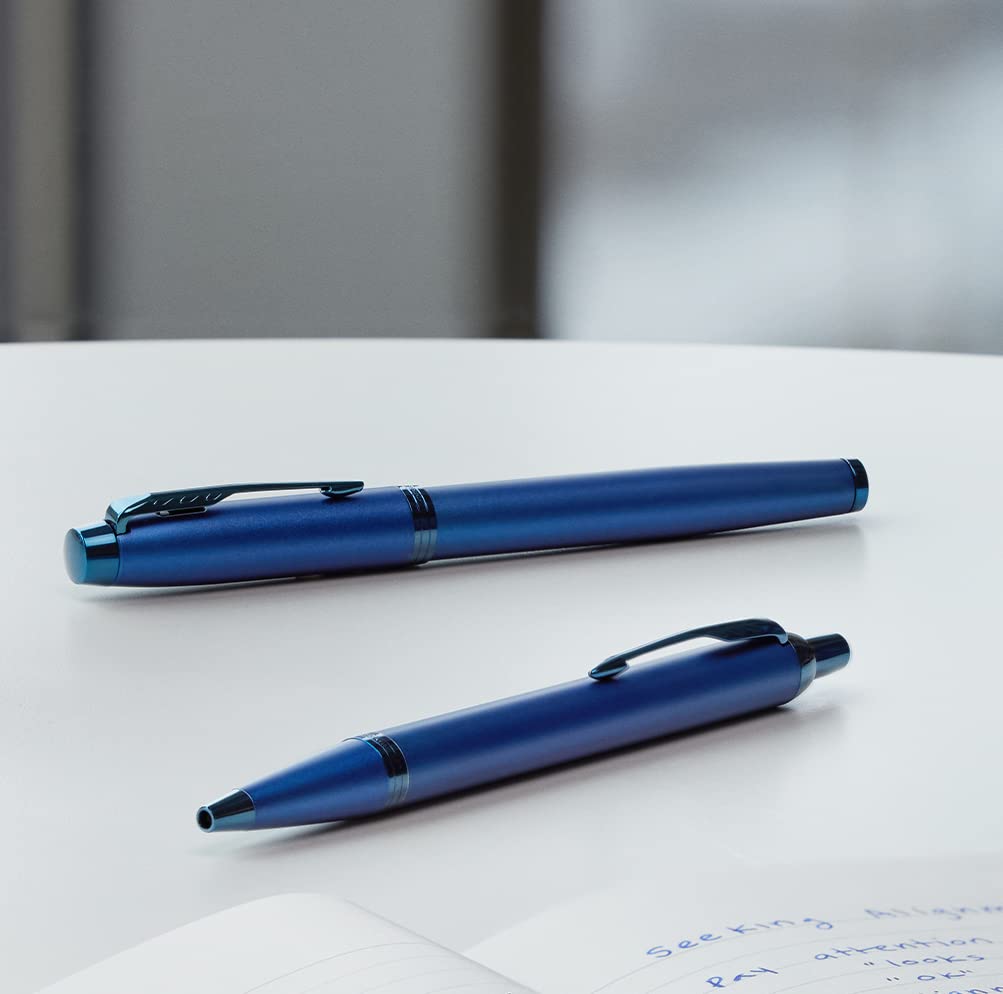 Шариковая ручка PARKER IM Monochrome Blue BLT Medium Point с ручкой-ножом в подарочной коробке, набор, обычный импорт 2173279 V1d на масляной основе
