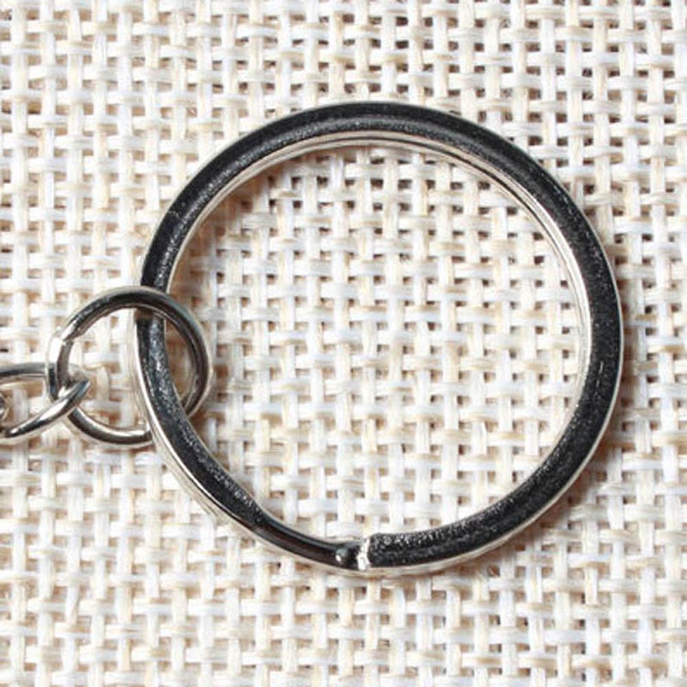 25mm Jewelry DIY Polished Silver Short Chain Key Fob Keychain Keyring