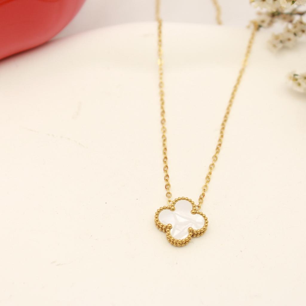 15 мм Новое двухстороннее ожерелье с четырехлистным клевером на удачу Женское ожерелье из титана 18 карат