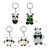 Adorable Silicone Panda Keyring Accessory Cartoon Animal Pendant Backpack or Handbag Decoration Souvenir for Friend