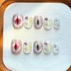 10PCS Cat Eyes Short Fake Nails with Eye Print Natural Unbreakable Nail Simple Wear for Manicure Lovers and Beauty Bloggers