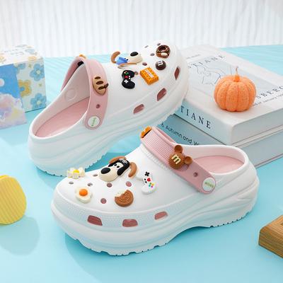 Оуян Нана Садовые туфли Голова Собаки Облачная платформа Женские туфли Клиновидные сандалии Легкие Баотоу Пещерные Пляжные сандалии