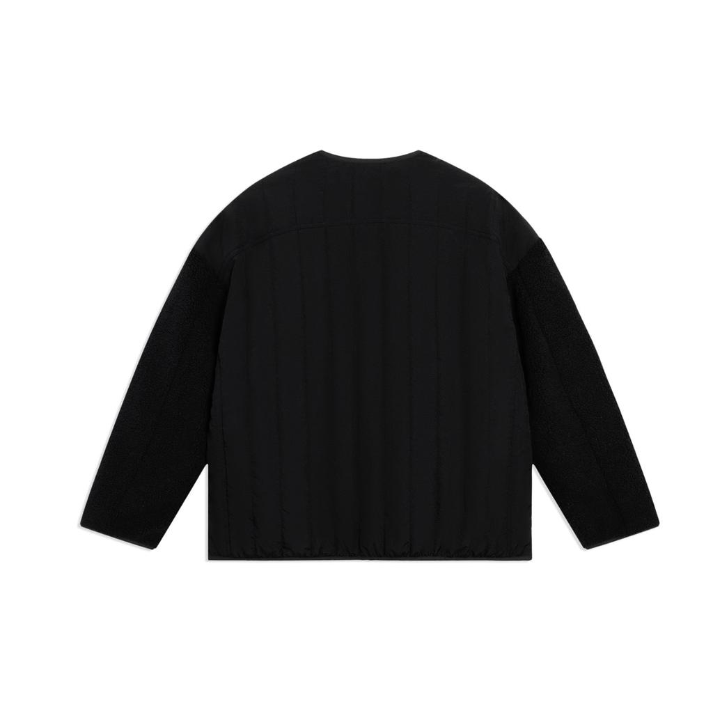 Li Ning Sports Lifestyle Series однотонная хлопковая куртка без воротника на пуговицах унисекс черная AFDSD71-2