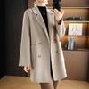 Женское двустороннее пальто миди высокого класса из 100% шерсти - Коллекция Осень/Зима, Доступны большие размеры