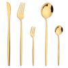5 шт. золотой набор столовых приборов, высококачественная посуда из нержавеющей стали, нож, вилка для торта, кофейная ложка, столовые приборы, столовое серебро Western Kiechen