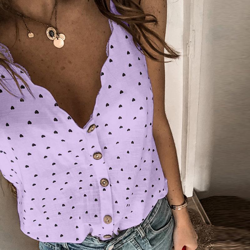 Женская сексуальная футболка с принтом пуговиц и V-образным вырезом