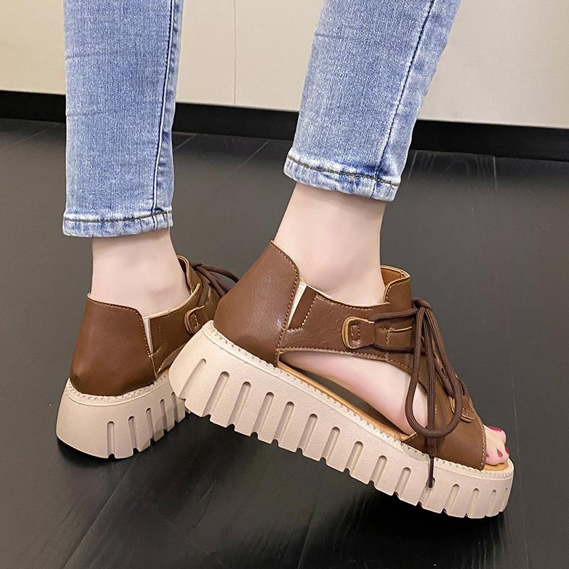 Мода Винтаж Платформа Римские сандалии Женщины 2024 Весна Лето Пляжные сандалии Женские Досуг Спортивные сандалии Мода Высокий каблук Женская обувь