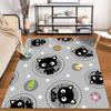 Cute Black Cat Pattern Gray Rug Non-slip Rug Suitable for Living Room and Bedroom Sofas.