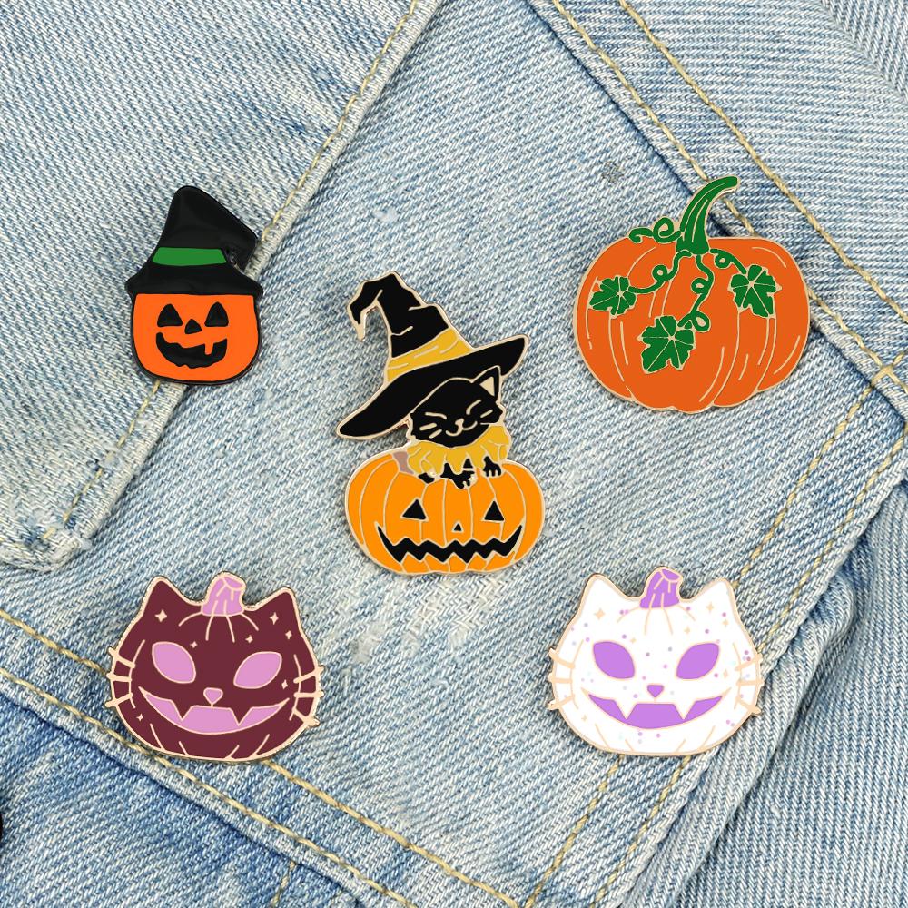 5-7pcs Punk Witch Skull Brooches Cartoon Anime Dinosaur Skeleton Heart Enamel Pin Animal Cats Bag Lapel Badges Jewelry
