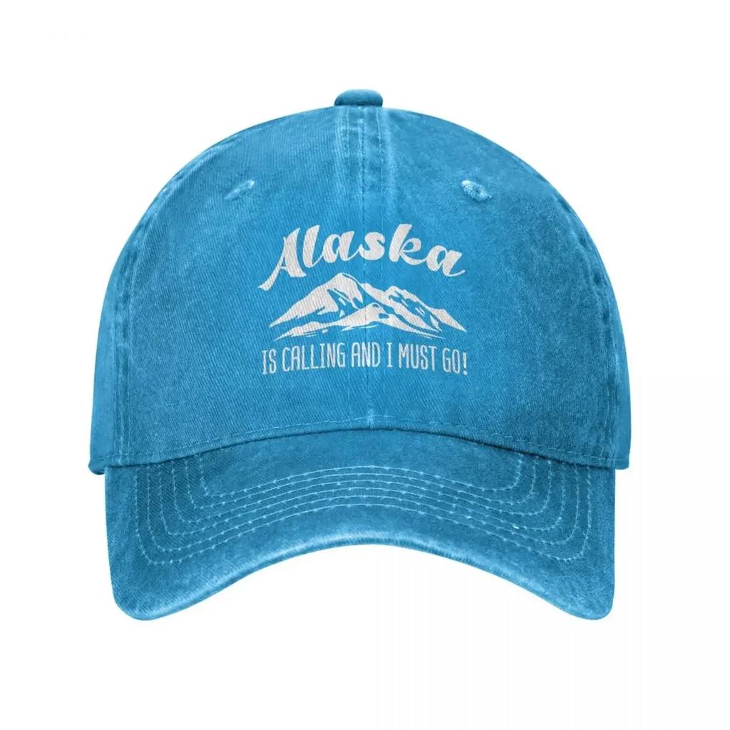 Casual Alaska Is Calling Mountains Baseball Cap Unisex Women Distressed Washed Snapback Funny Traveling Quote Outdoor Workouts Hats