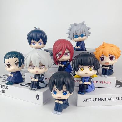 8 Фигурок из Аниме Blue Lock, Jujutsu Kaisen, Haikyu Набор Милые Q-Версии Сидячая Поза Коллекционная Модель Игрушка Подходит В Качестве Подарка для Фанатов Аниме
