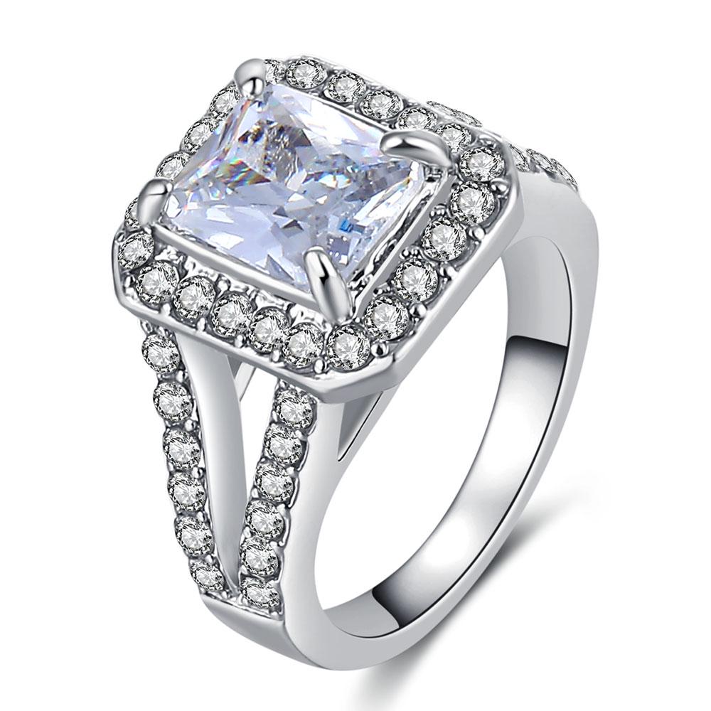 Кольцо с цирконом в стиле ретро, блестящее геометрическое кольцо, трендовое простое кольцо, популярные женские украшения