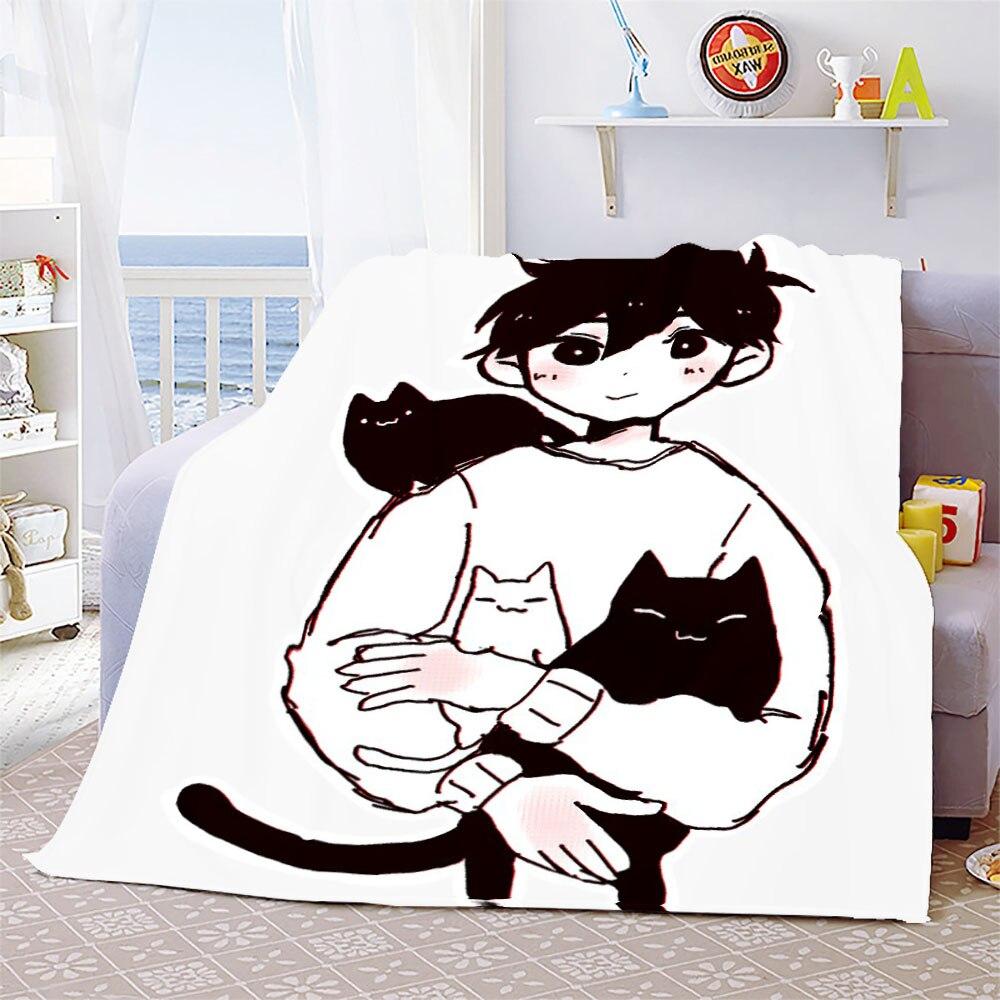 Одеяло для игры Omori, забавное фланелевое одеяло с котом Омори, мультяшными друзьями, для спальни, гостиной, покрывало для дивана, покрывало Omori