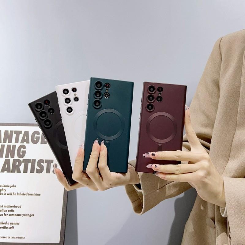 Магнитный мягкий чехол для Samsung S21 Ultra с матовой поверхностью и ударопрочностью для элегантной защиты