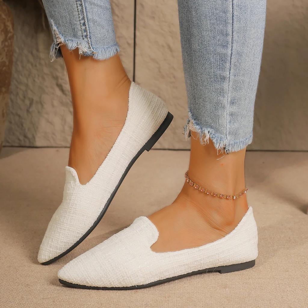 Женские балетки весна осень новые балетки на плоской подошве женские дышащие спортивные туфли женские остроносые мокасины без застежек Zapatos De Mujer