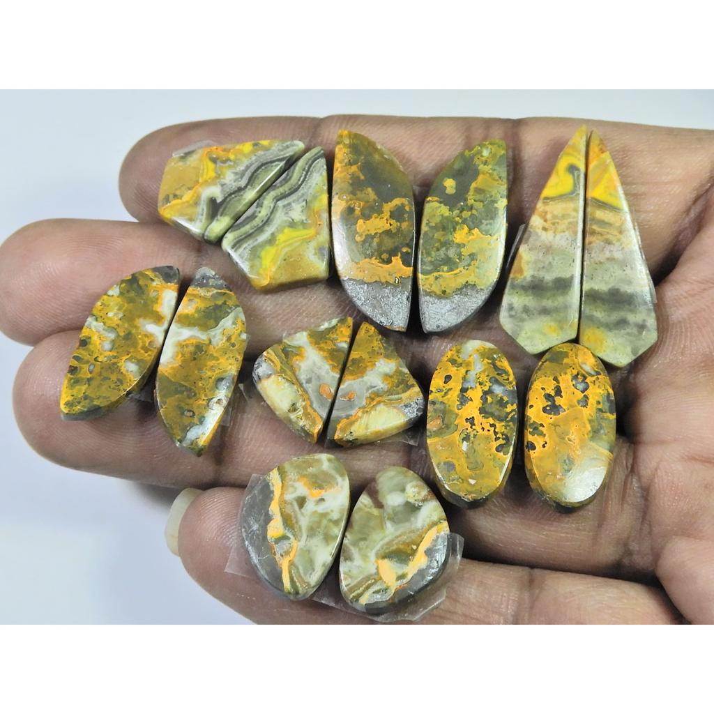 16-26 MM Natural Bumble Bee Jasper Pair Fancy Cabochon Gemstone 7 Pair Lot C-764
