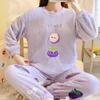 Winter Women Flannel Pajamas Polar Bear Print Teddy Sleepwear Velvet Loungewear Thick Warm Pijamas