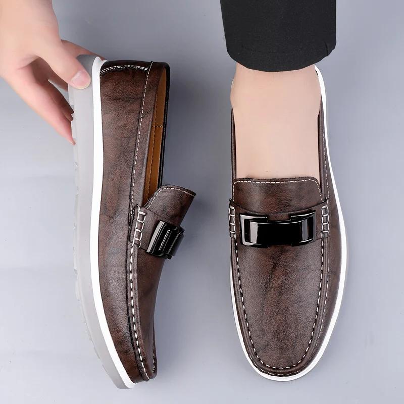 Fashion British Style Fashion Casual Shoes for Men Business Loafers Genuine Leather Dress Designer Shoes Summer Driving Shoes Mocassins