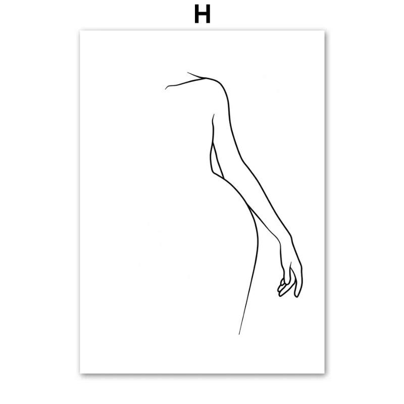 Minimalist Abstract Line Woman Body Face Wall Art Boho Canvas Painting Modern Posters Prints Wall Mural Pictures Living Room