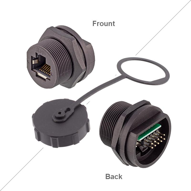 Dual Port Aviation Waterproof Network Switch Coupler Ethernet Cat5e 8P8C 8pin Panel RJ45 Connector Plug Socket Signal Adapter