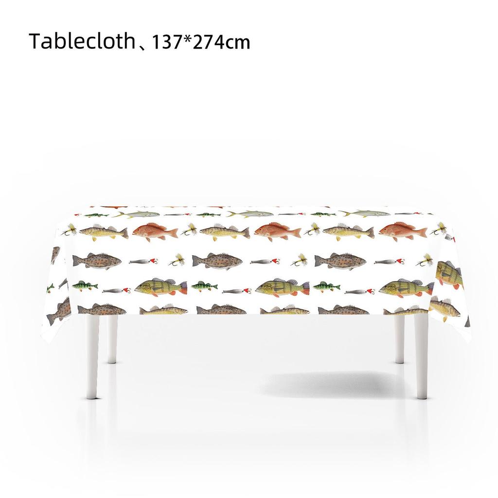 Принадлежности для тематической вечеринки «Рыбалка за границей»: Набор бумажных тарелок, флажков, салфеток и креативных украшений