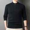 Свитер на молнии с полувысоким воротником, мужской зимний утолщенный теплый свитер для отца, мужская однотонная шерстяная трикотажная рубашка среднего возраста