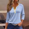Women's T Shirt Tee Print Button 3/4 Sleeve Daily Weekend Fashion Basic V Neck Regular Top