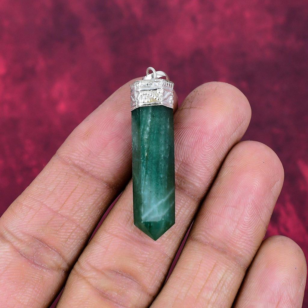 Подвеска с искусственным изумрудом, Подвеска из стерлингового серебра 925 пробы, Ювелирные изделия с драгоценными камнями, Подвеска ручной работы, Удивительные ювелирные изделия, Подарок для нее