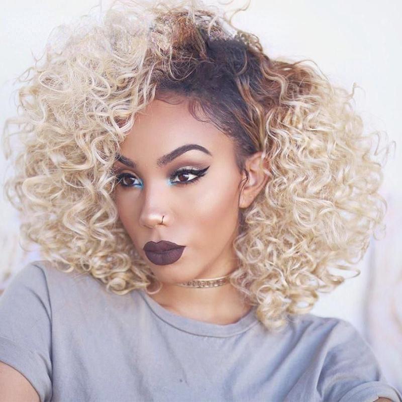 LISI HAIR Афро-женский модный короткий вьющийся парик из синтетического волокна, блондинка, вьющийся парик для женщин