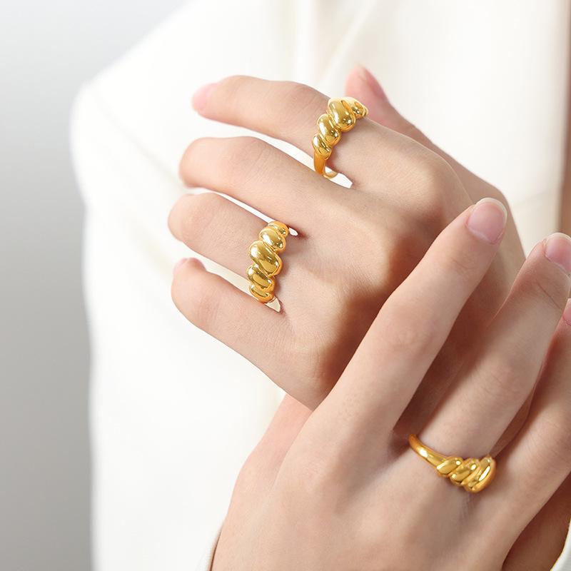 Геометрическое кольцо на фалангу из золота 18 карат - Невыцветающий ретро-дизайн для пар