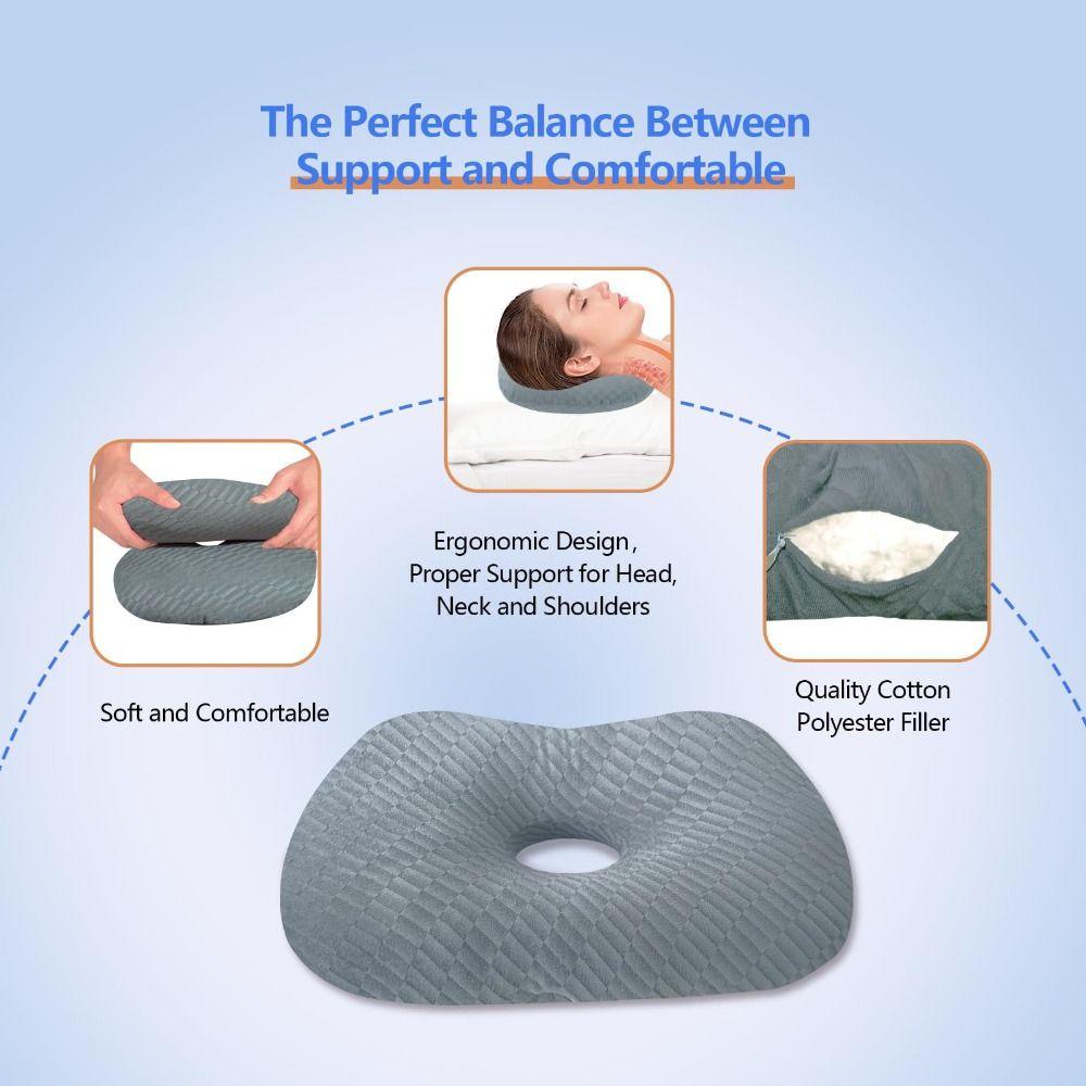 Ergonomic Ear Piercing Pillow Cotton Filling Pillow with Ear Hole  for Ear Pain Relief