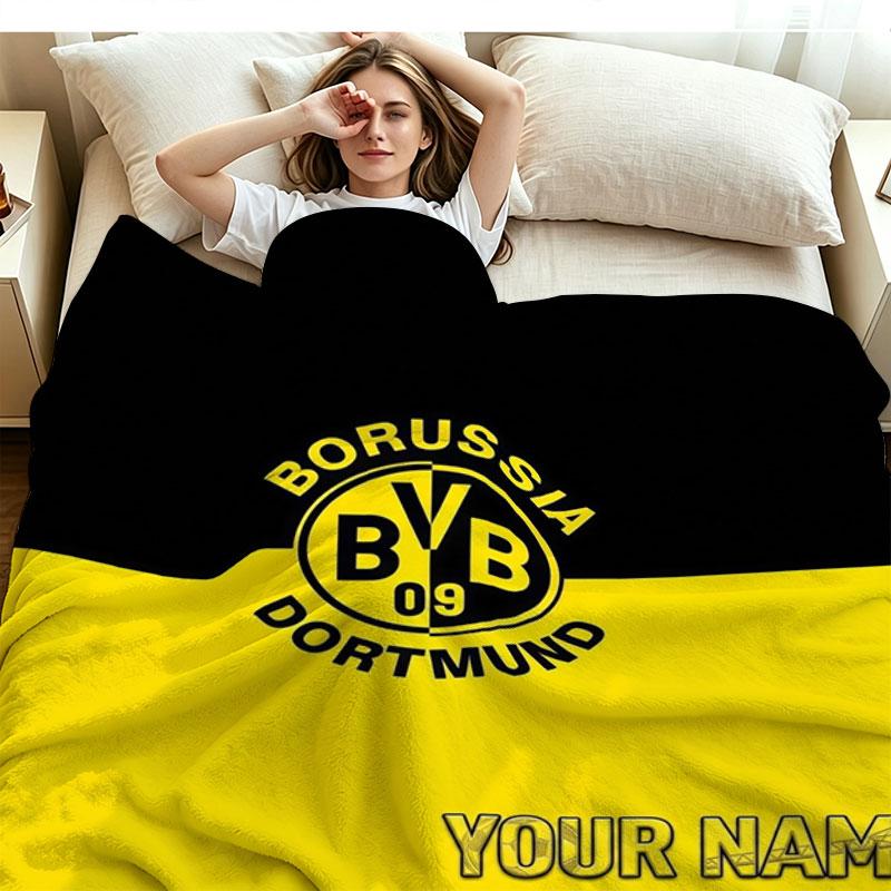 1PC Borussia Custom Name Patterned Flannel Blanket Suitable For All Seasons for Home Decor Warmth and Comfort Gifts Holiday Present