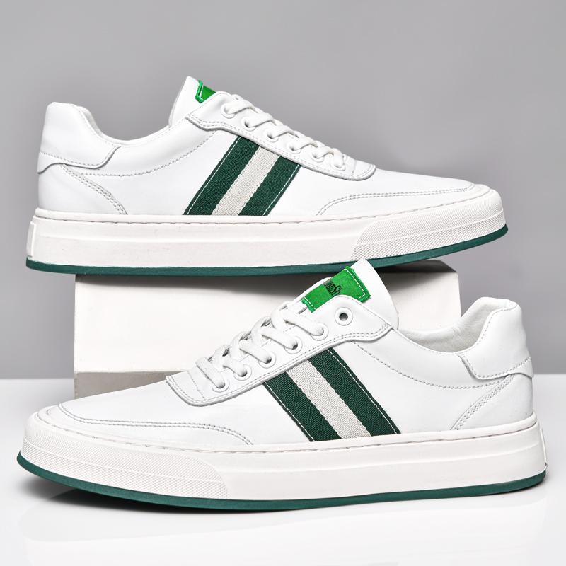 Fashion Genuine Leather Men Vulcanized Sneakers New Trend Casual Leather Shoes Fashion Man Skate Shoes Men Walking Running Jogging Shoes