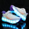 BoyS Four-wheeled Charging Flat-shaped Shoes LED Lamp Shoes Runaway Shoes Roller Skating Sports Shoes Girl Skates