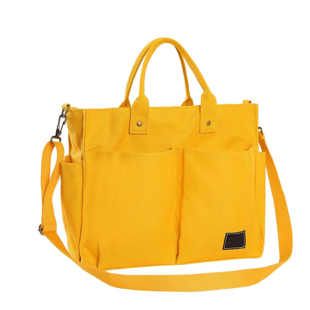 Women's Canvas Shoulder Bag With Zip Casual Beach Bag Shopper Tote Handbag Fabric Bag Everyday Bags For Work Travel Shopping