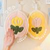 INS Flower Tulips Hand Towel Absorbent Hanging Towels Soft Coral Fleece for Bathroom Kitchen Double-thickness Kids Hand Towels