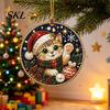 Christmas Door Wall Decor 6 Pcs Pearl Art Ornaments, 2D Flat Acrylic Holiday Tree Pendant, Santa Hanging Ornaments Effect Decoration for Home