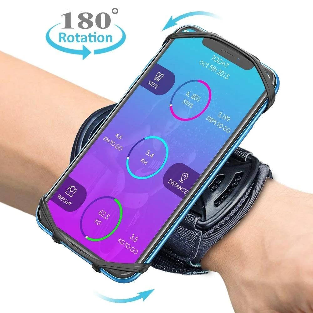 Новый держатель для телефона на запястье 360° Вращающийся Универсальный спортивный браслет для смартфона Наручный ремешок для бега, походов, езды на велосипеде, ходьбы 6