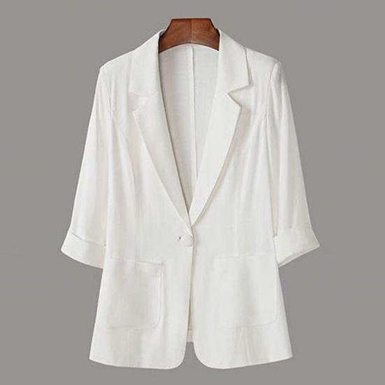 Женский летний костюм, пальто с лацканами 45355, облегающая повседневная куртка с рукавами и одной пуговицей